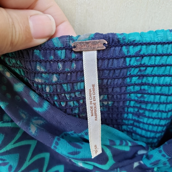 Free People Blue Babydoll Bust Twist Print Dress S - Picture 9 of 15